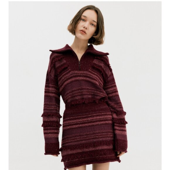 WNDERKAMMER Multi Yarn Knit Zip-up Purple Wool Sweater Top Size Small - Picture 6 of 11